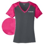 Ladies Sport-Tek® CamoHex Colorblock V-Neck Tee